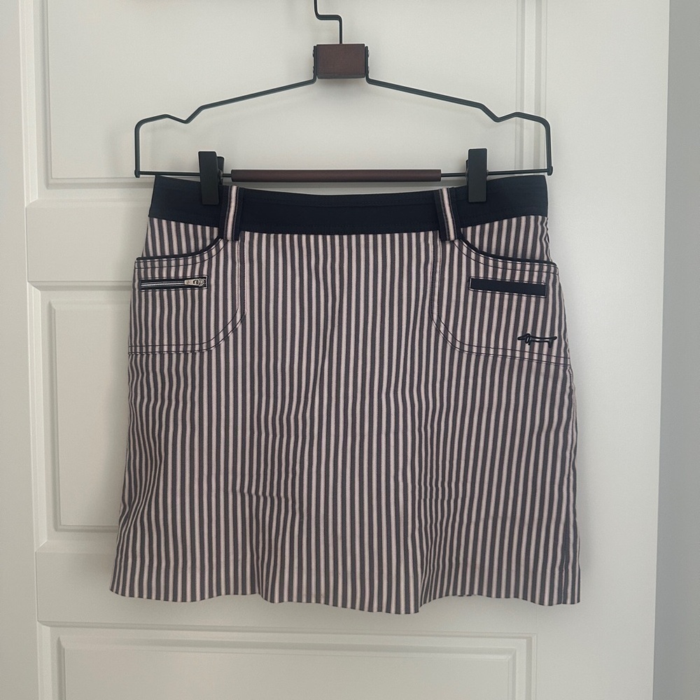 Blue and Black A-line Mini Skirt for Casual Wear
